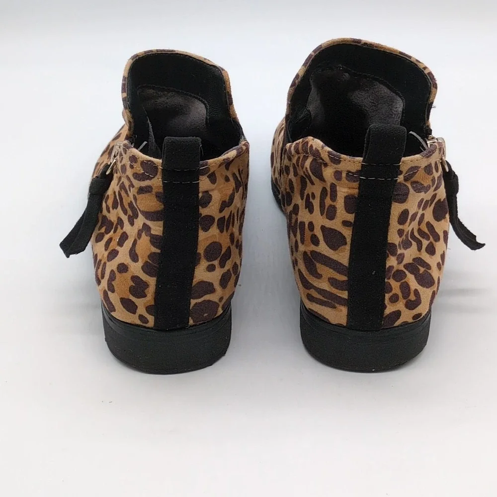 Dr. Scholl's Boots‎ Womens Rate Zip Brown Leopard 6 Ankle Bootie Shoes Side Zip